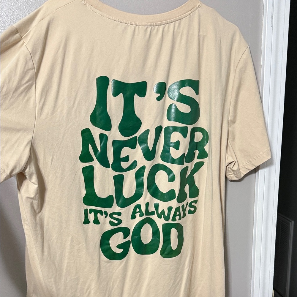 SHEIN Cream Tee with Green Graphic